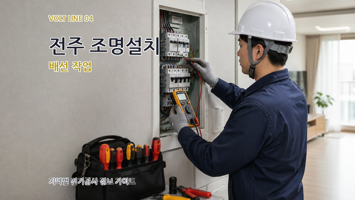 전주 조명설치 배선 작업
