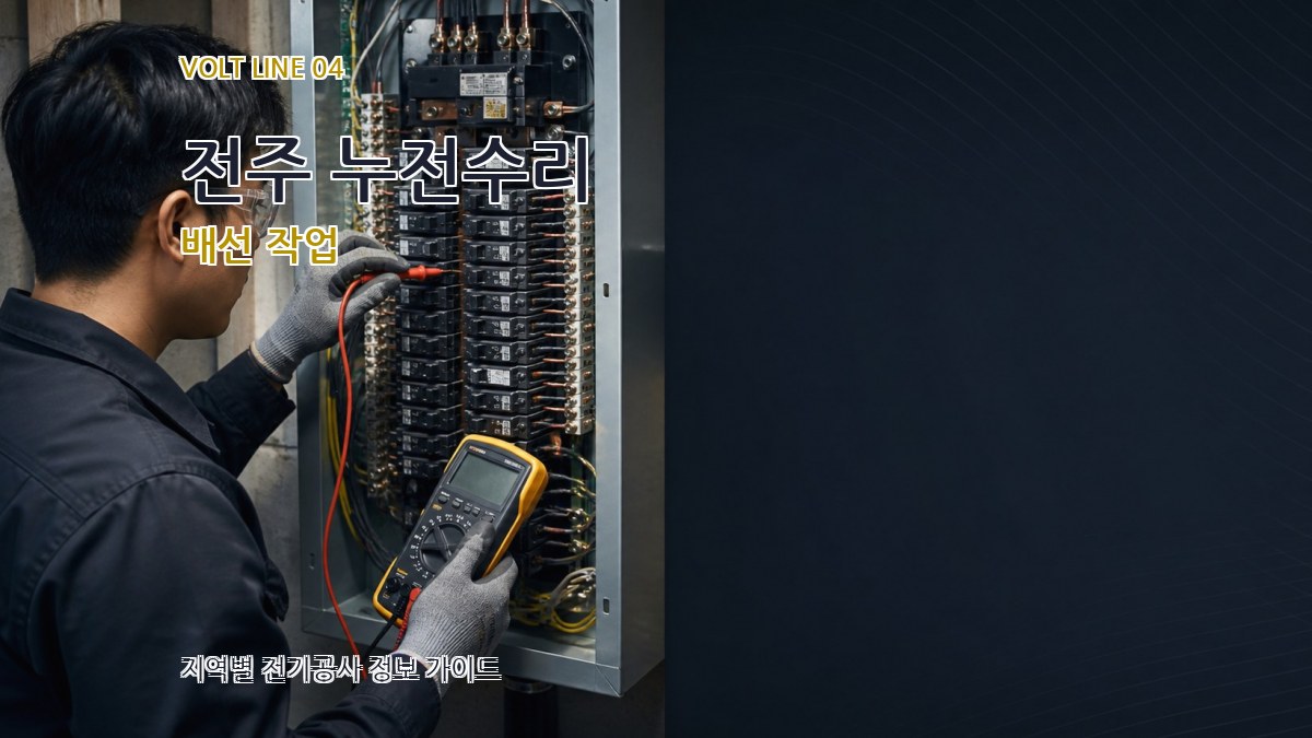 전주 누전수리 배선 작업